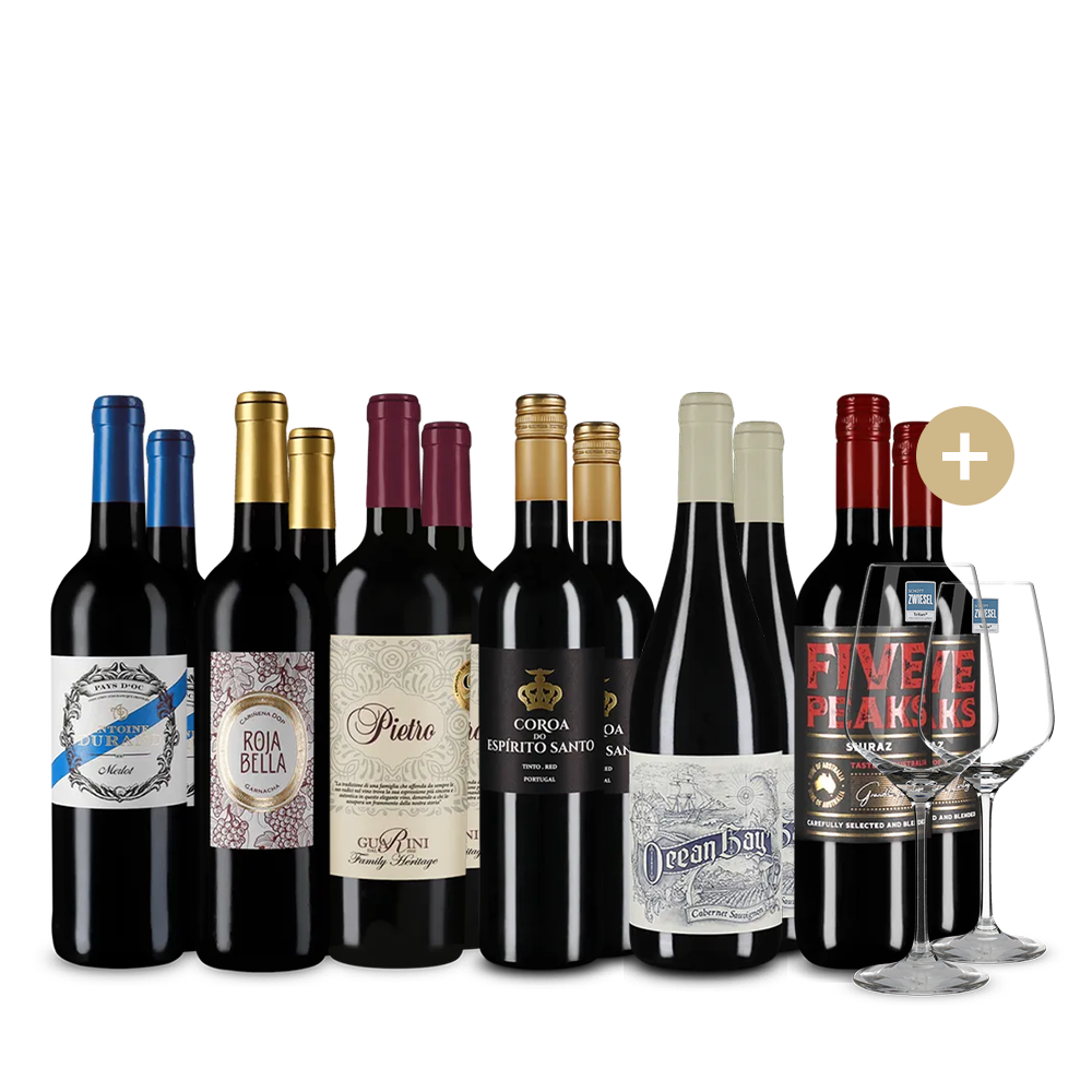 Mezinárodní červené hvězdy v balení 6x2 + 2 sklenice – Gold