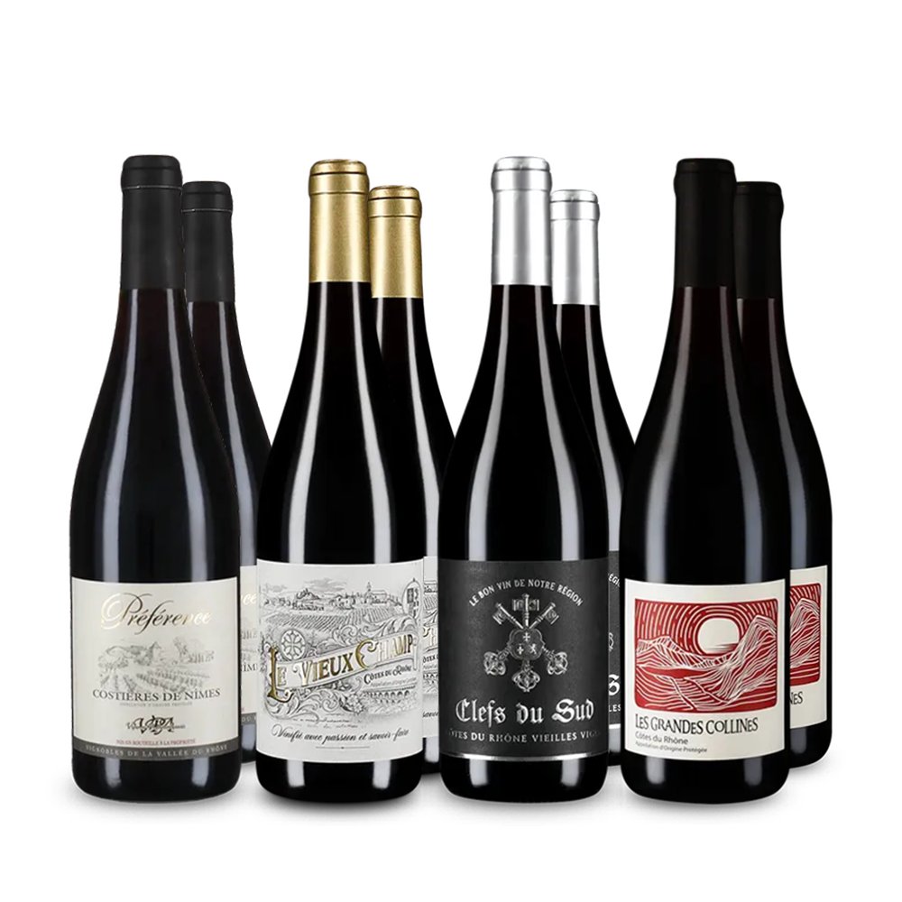 Červené víno od Rhôny: Hvězdná vína v balení 4x2 – Gold