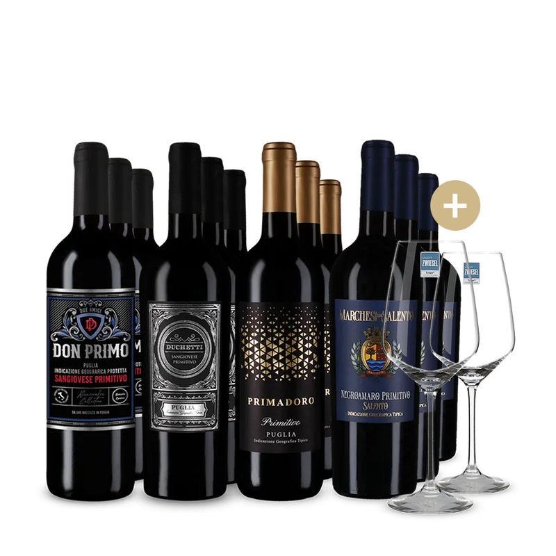 Hvězdná Primitiva v balení 4x3 + 2 sklenice na víno
