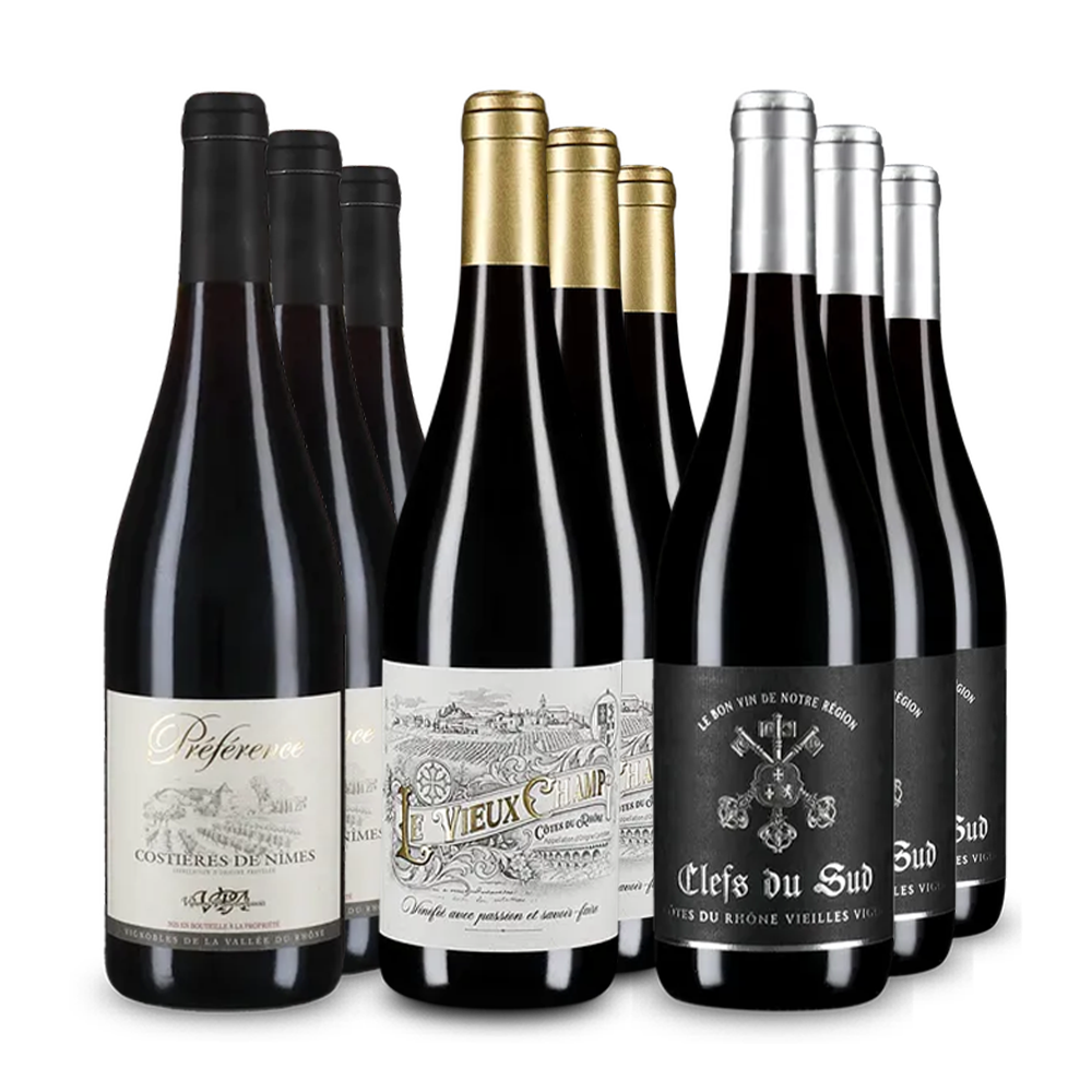 Červené víno z Rhôny: Lahodné kousky v balení 3x3 – Gold