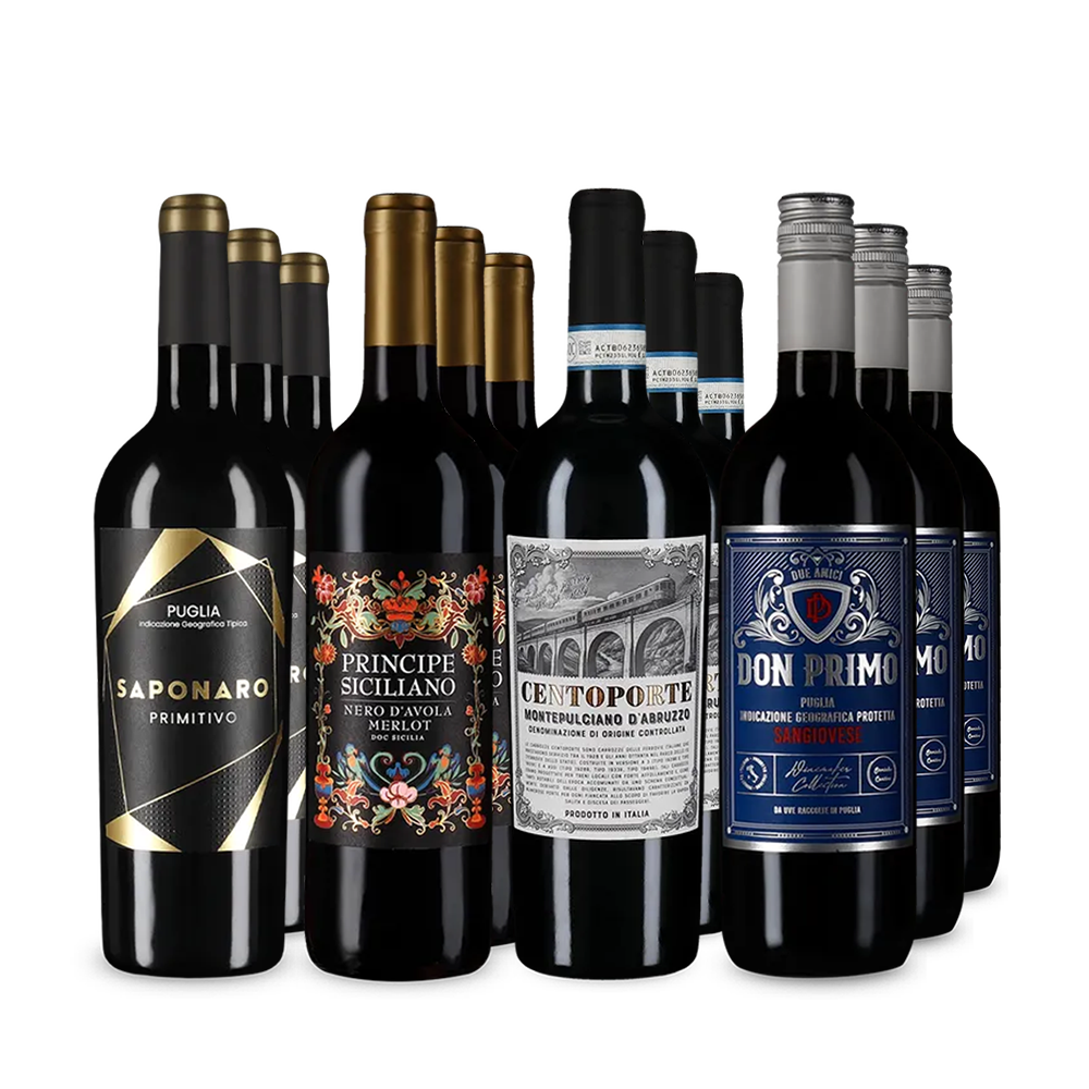 Italská červená vína v balení 4x3 – Gold
