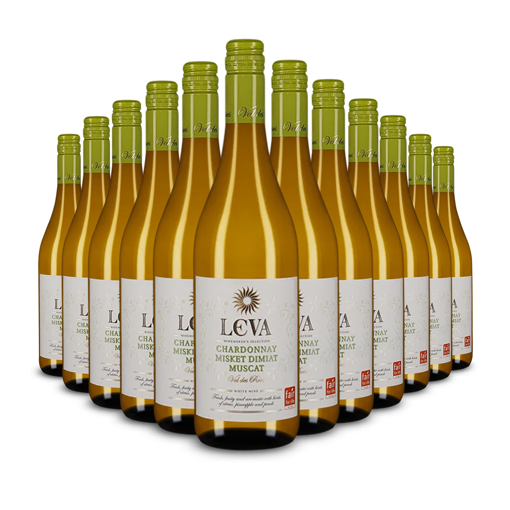 12 lahví Leva Winemakers Selection Chardonnay, Misket, Dimiat & Muscat 2024 – Gold