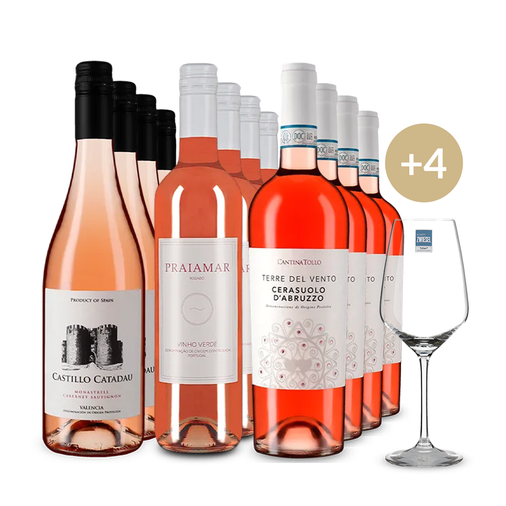 Hvězdná jihoevropská Rosé v balení 3x4 + 4 sklenice – Gold