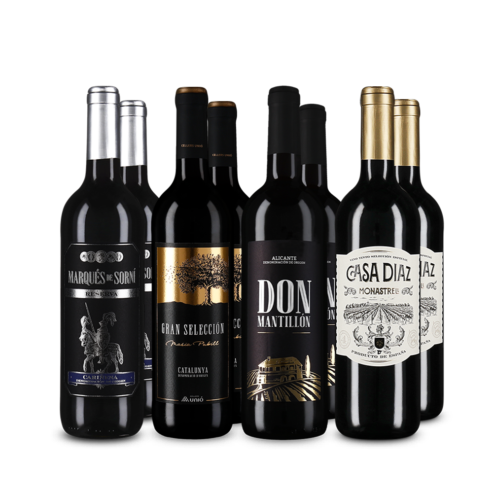 Zlatem oceněná červená vína ze Španělska v balení 4x2 – Gold