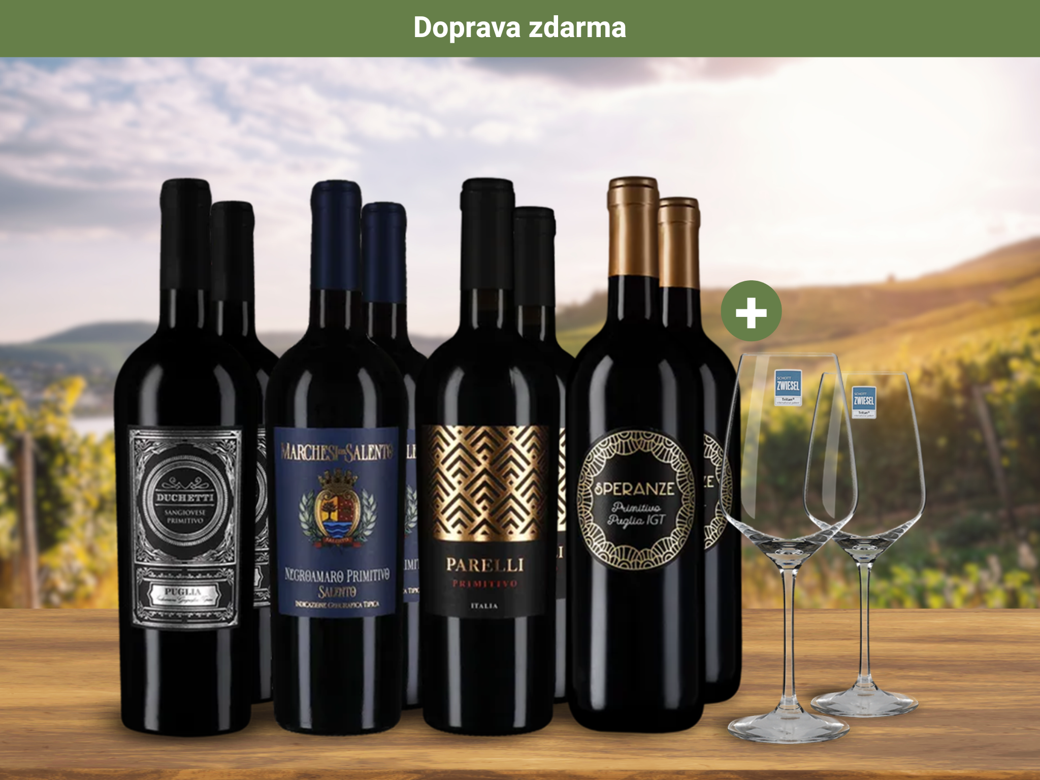 Hvězdná Primitiva a 2 Schott Zwiesel sklenice v balení 4x2