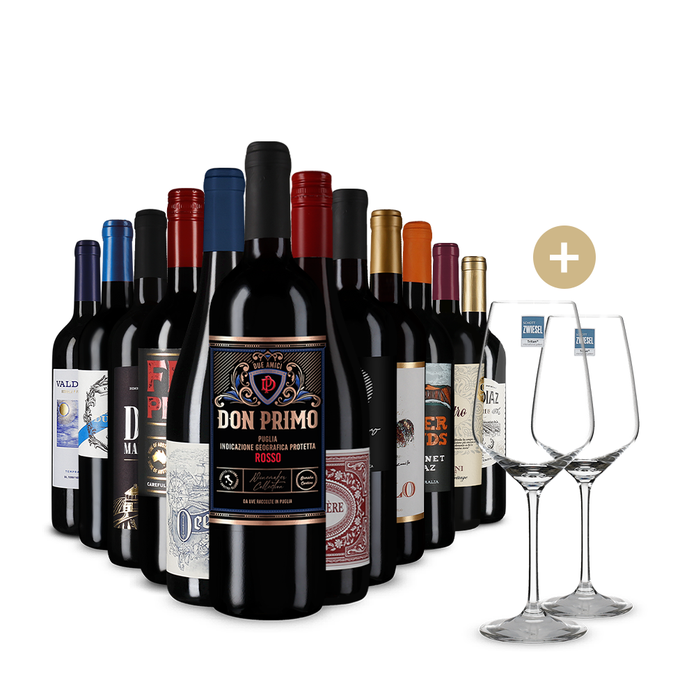 Mezinárodní červené hvězdy v rámci jubilejního balení po 12 kusech + 2 sklenice