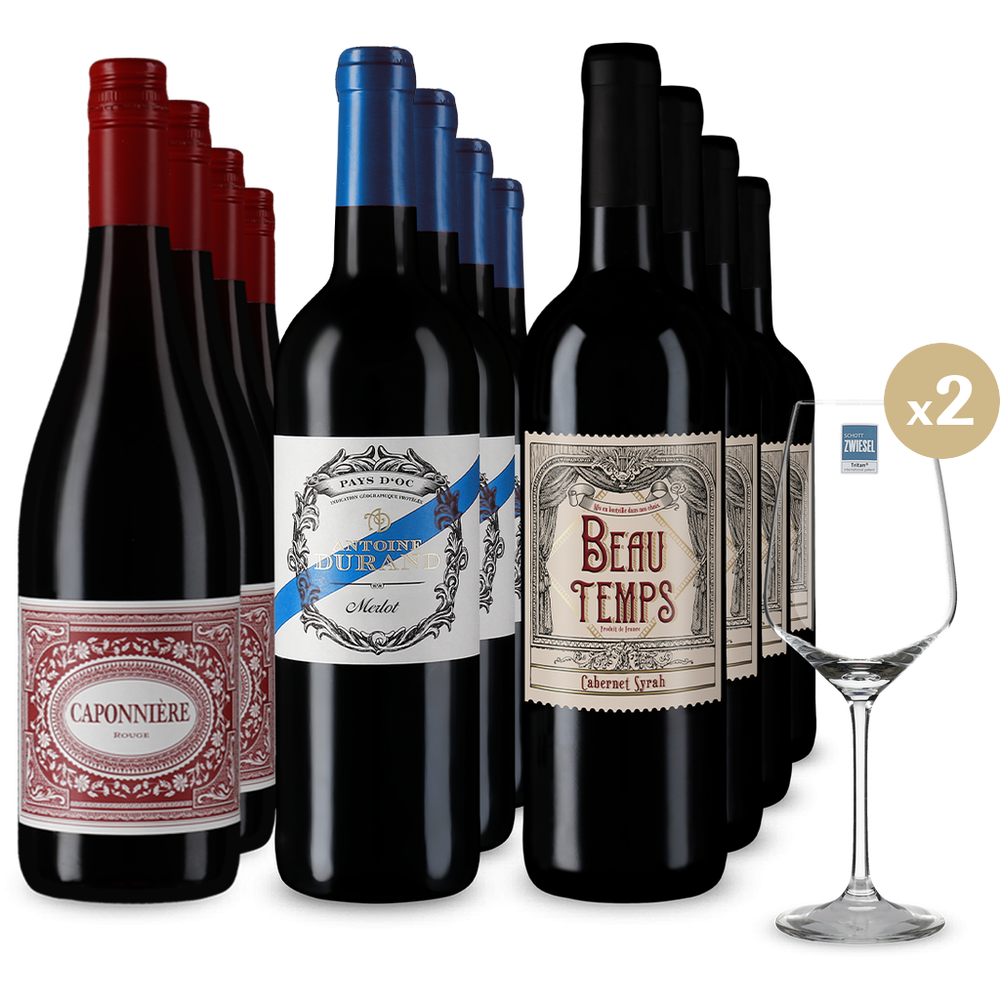 Francouzské červené hvězdy v balení 3x4 + 2 sklenice