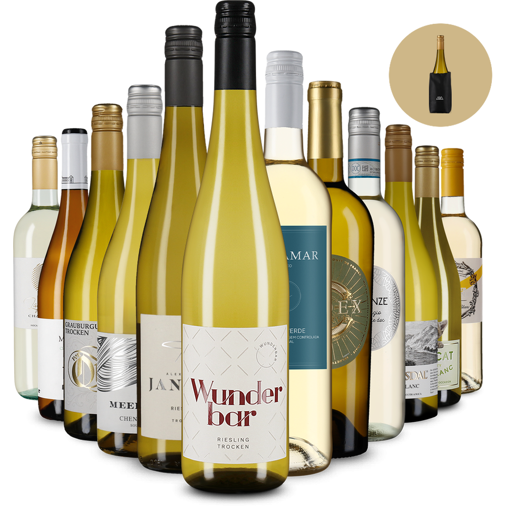 Mezinárodní výběr bílých vín v balení po 12 kusech + chladicí obal – Gold