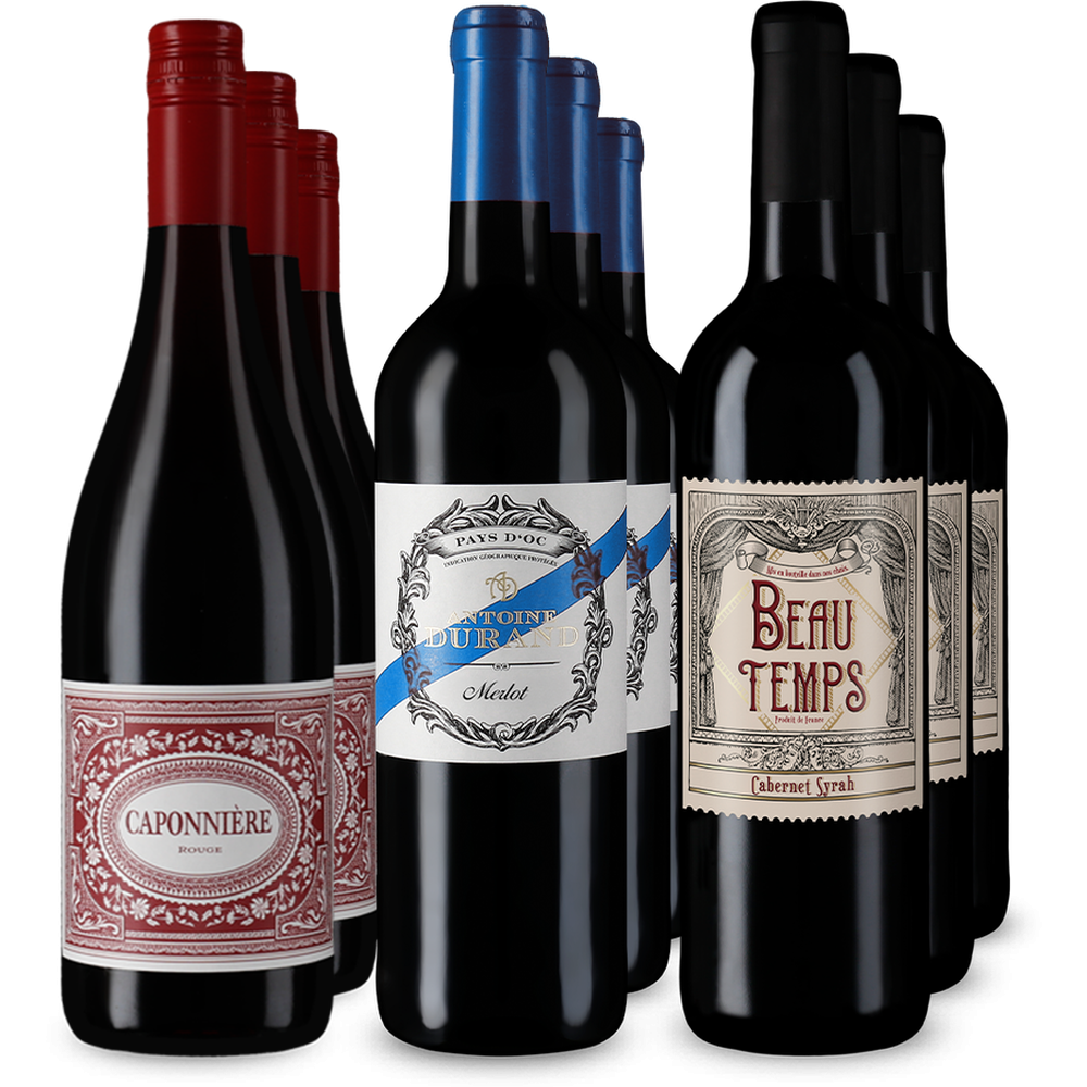 Francouzské hvězdy mezi červenými víny v balení 3x3 – Gold