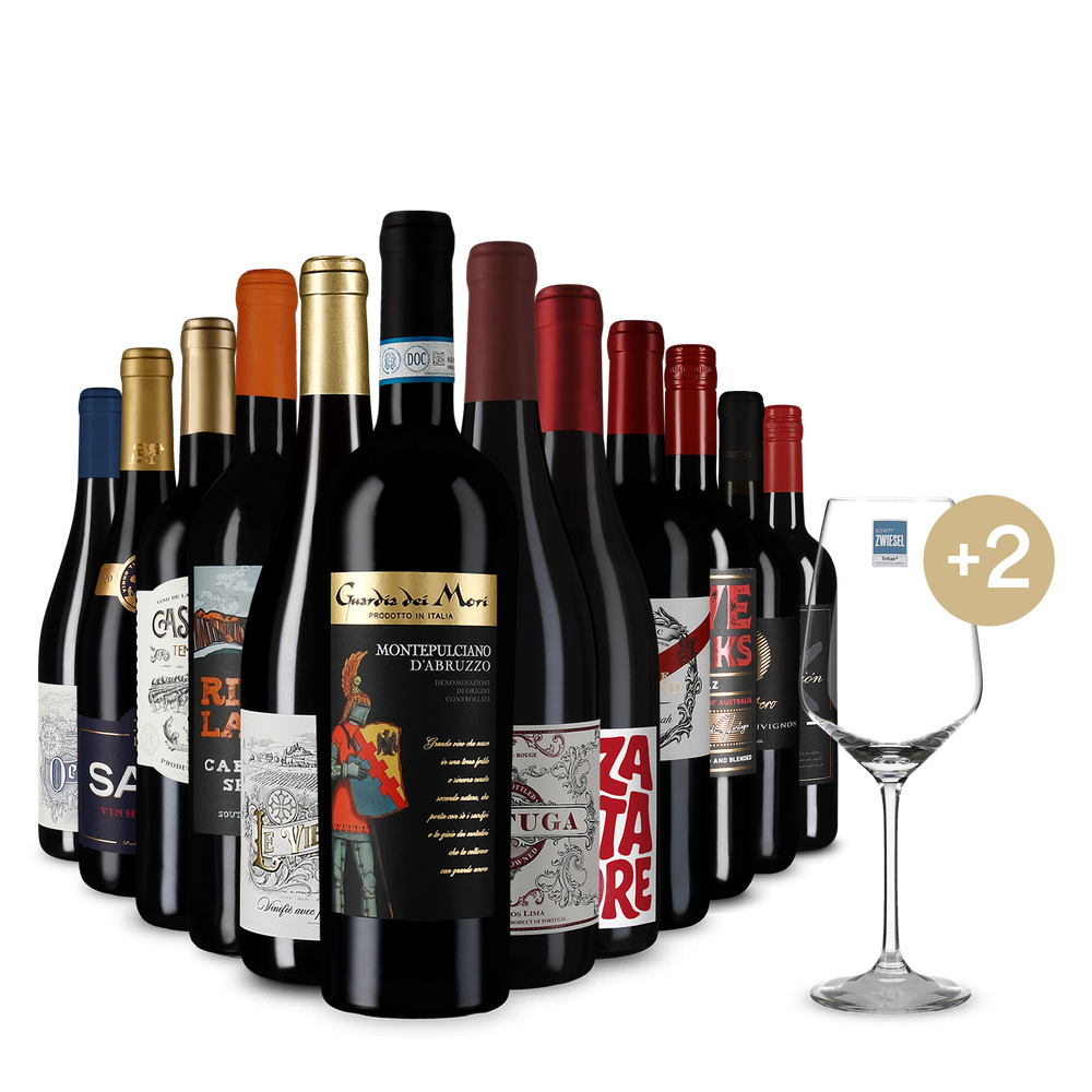 Mezinárodní červené hvězdy v balení po 12 lahvích + 2 sklenice