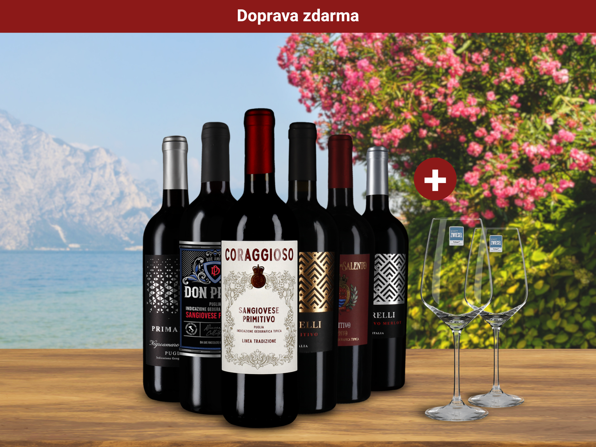 6x1 Primitivo pro milovníky objevování + 2 Schott Zwiesel sklenice
